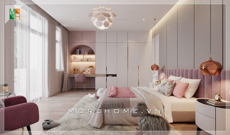  15 Mẫu phòng ngủ màu hồng đẹp, độc đáo cho thiết kế nội thất căn hộ| MOREHOME